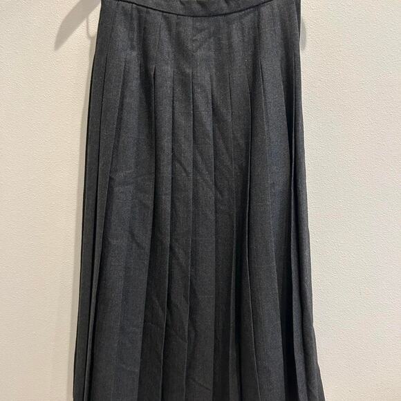 Vintage Gray plaid pleated midi skirt wool/silk zara revolve ralph lauren - Picture 4 of 7